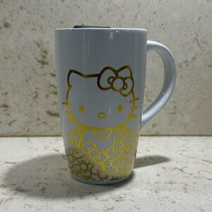 Hello Kitty x Sanrio White & Gold Ceramic Travel Mug with Lid *BNWT*